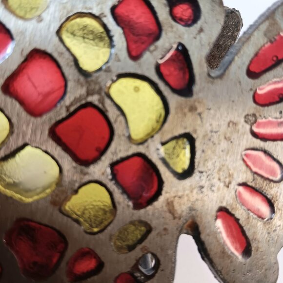 Vintage Cast Iron Fish Napkin Holder Letter Organizer Stained Glass Acrylic - Picture 8 of 9